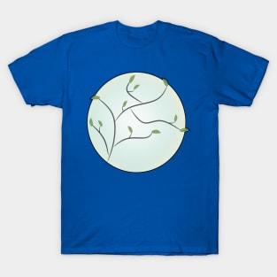 Full Moon with Leaves (Blue) T-Shirt